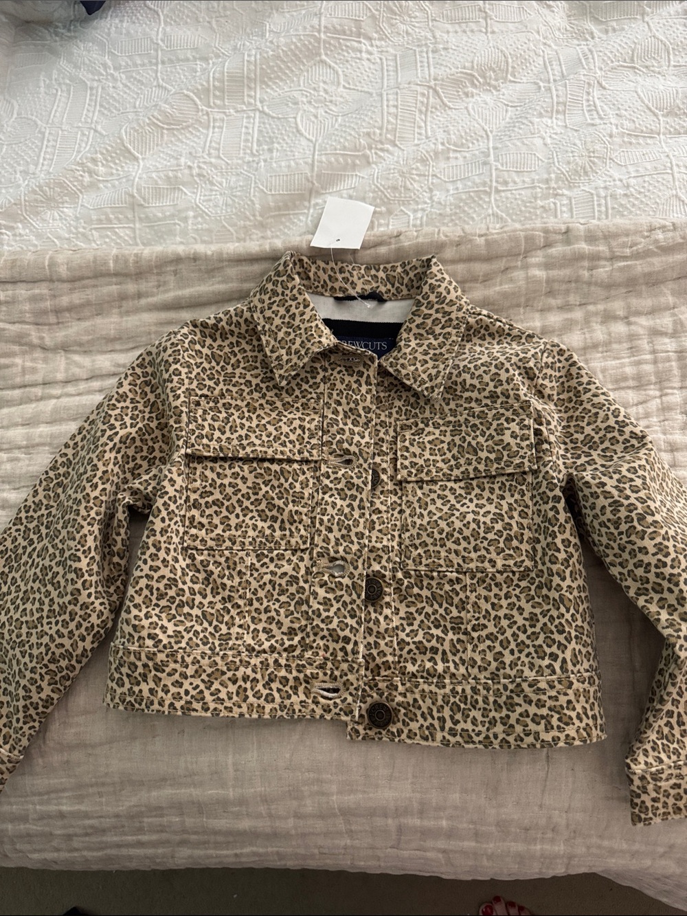 J. Crew Kids Leopard Print Jean Jacket in Tan and Black